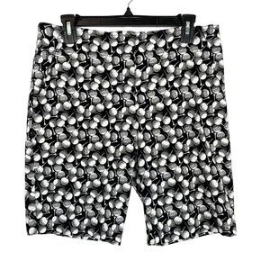 Izod Golf Novelty Print Bermuda Shorts Pockets Black & White - Womens Size 10